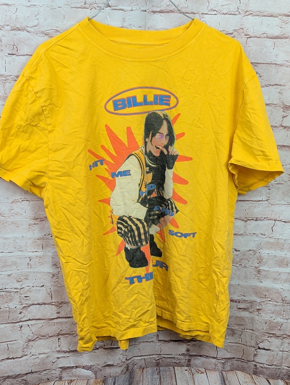 Billie Eilish Hit Me Hard and Soft Tour Yellow Graphic Print T-Shirt Size XL